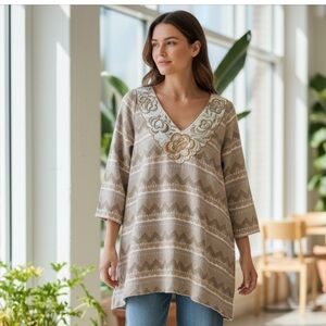 Gudrun Sjödén 100% Cotton Floral Button Down Tunic